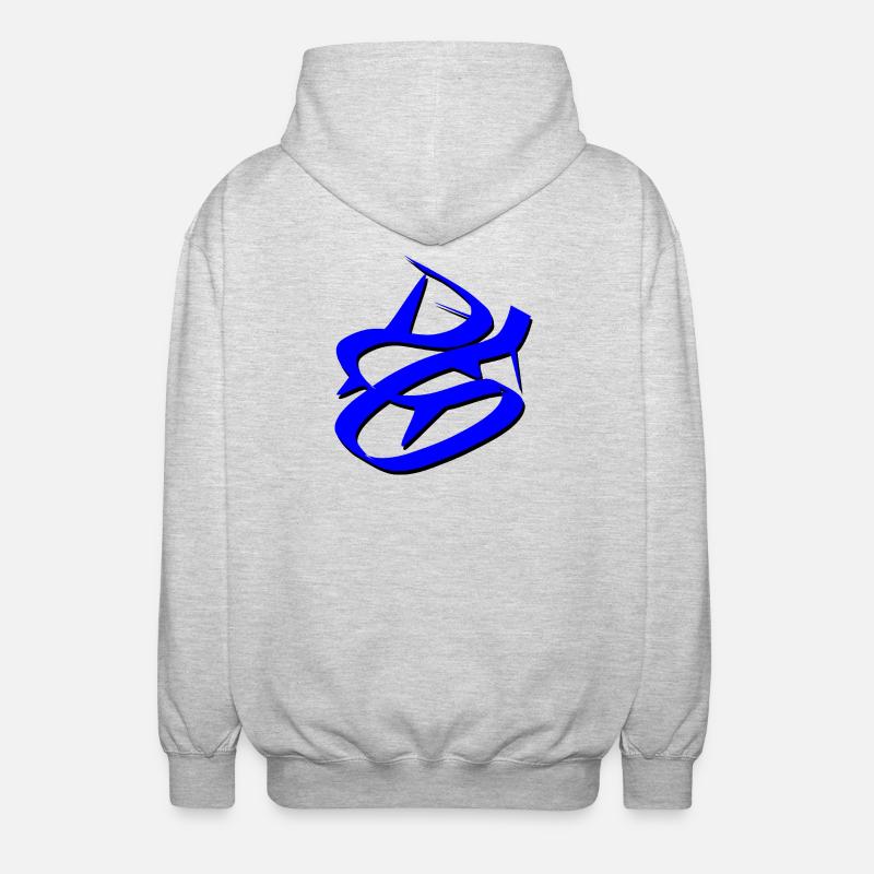 Dynamic Blue Graffiti Design - Unisex Hooded Jacket - light heather grey