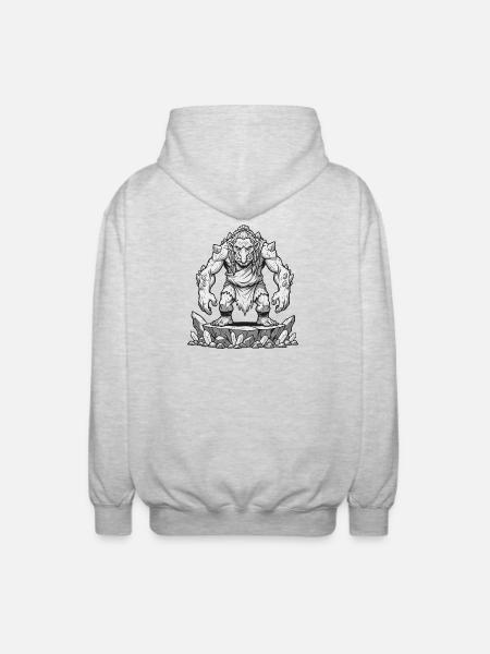 Troll on Rock Plateau - Unisex Hooded Jacket - light heather grey