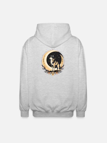 Boho Wolf - Unisex Kapuzenjacke - Hellgrau meliert