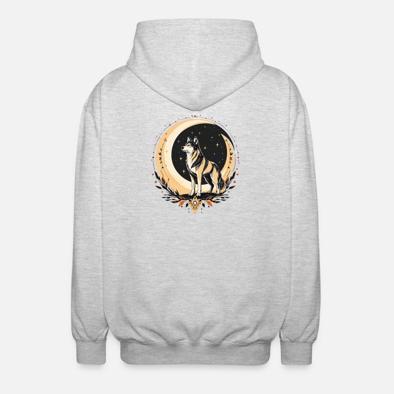 Boho Wolf - Unisex Kapuzenjacke - Hellgrau meliert