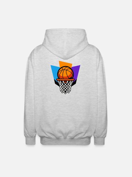 Basketball Hoop Graphic Dunk Design - Unisex Hooded Jacket - light heather grey