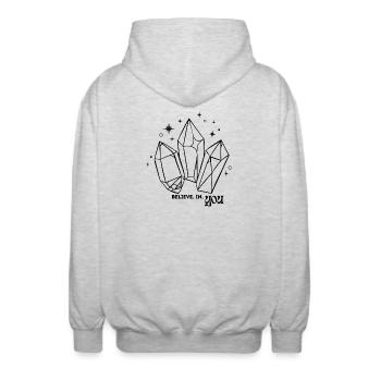 believe.in.YOU - Unisex Kapuzenjacke - Hellgrau meliert - Hinten - AI Model Male 185 light (185cm)