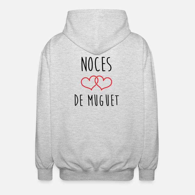 Noces de Muguet 13 ans de mariage - Veste à capuche unisexe - gris clair chiné