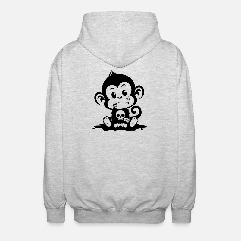 Singe mignon dans un style inquiétant - Veste à capuche unisexe - gris clair chiné