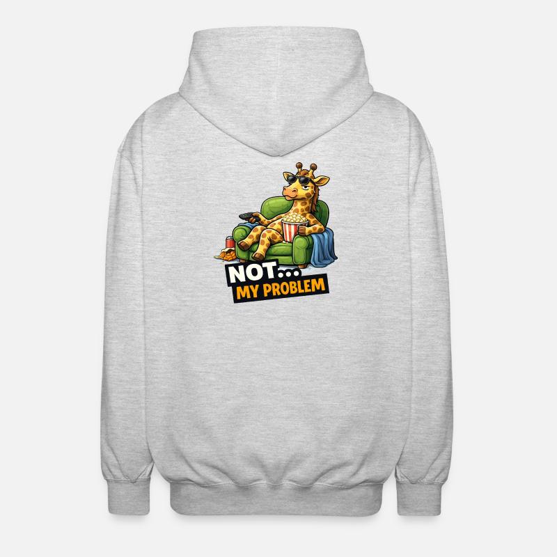 Not My Problem Giraffe Canapé Meme - Veste à capuche unisexe - gris clair chiné