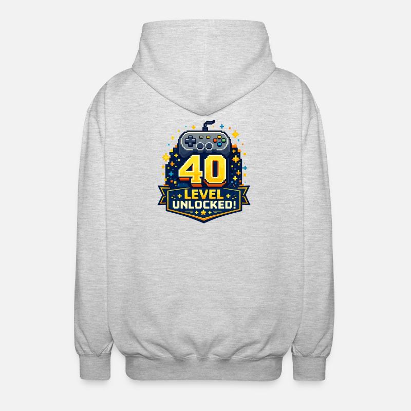 40 Level Unlocked Retro Controller - Unisex Hooded Jacket - light heather grey