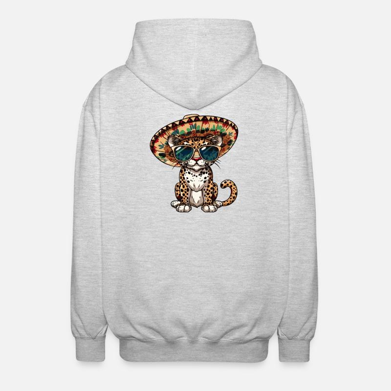Leopard Comic Funny Sombrero - Unisex Hooded Jacket - light heather grey