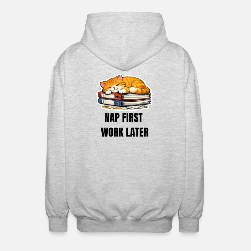 NAP FIRST WORK LATER - Unisex Kapuzenjacke - Hellgrau meliert