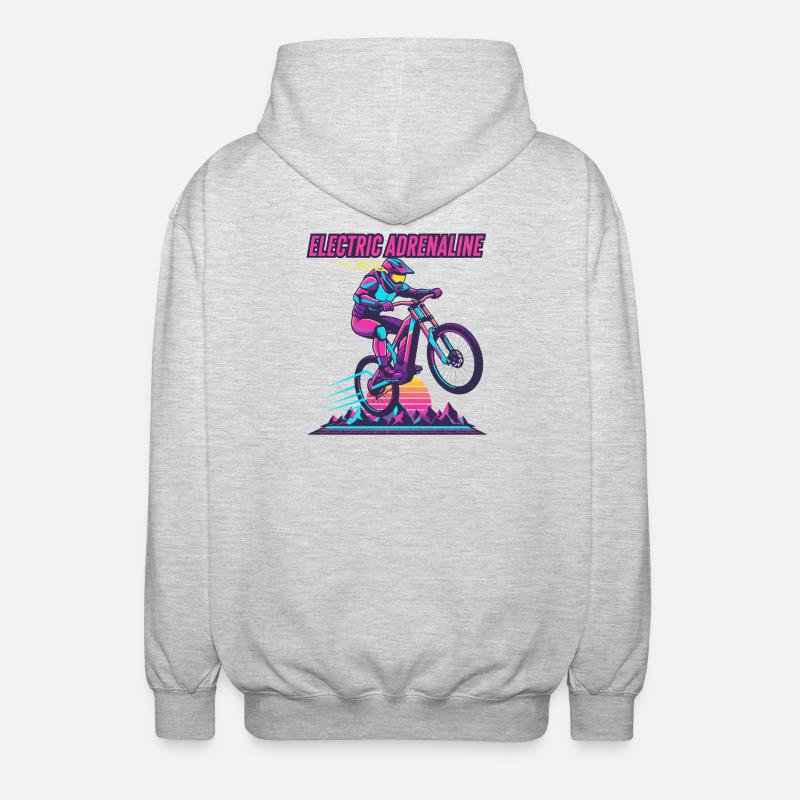 Electric Adrenaline Synthwave E-MTB - Unisex Hooded Jacket - light heather grey