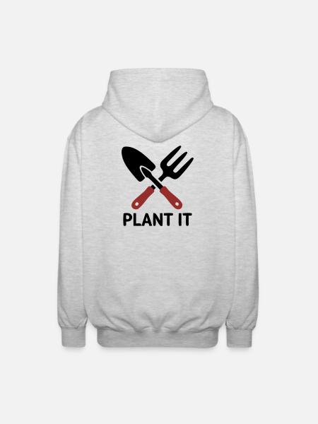 Gartenwerkzeug Plant It Logo - Unisex Kapuzenjacke - Hellgrau meliert