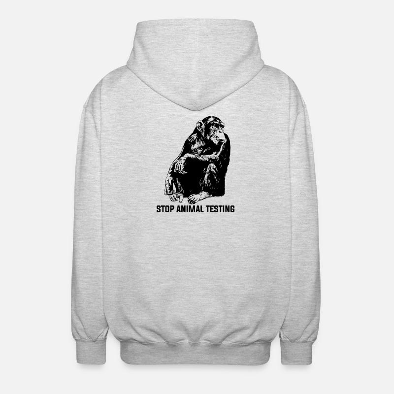 Stop Animal Testing Stops Animal Experiments - Unisex Hooded Jacket - light heather grey