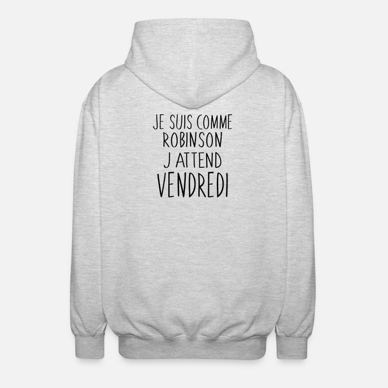 Je suis comme Robinson - Veste à capuche unisexe - gris clair chiné