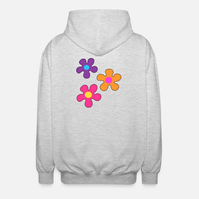 Hippie-Blumen - Unisex Kapuzenjacke - Hellgrau meliert