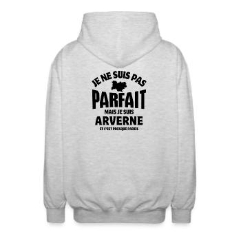 Auvergne, je suis auvergnat - Veste à capuche unisexe - gris clair chiné - Dos - AI Model Male 185 light (185cm)