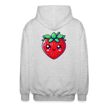 Fraise Fraises - Veste à capuche unisexe - gris clair chiné - Dos - AI Model Male 185 light (185cm)