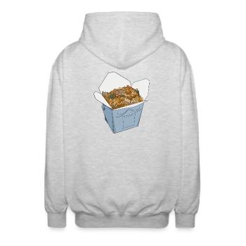 Coole Food Box zum Mitnehmen - Unisex Kapuzenjacke - Hellgrau meliert - Hinten - AI Model Male 185 light (185cm)