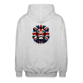 Lion anglais britannique - Veste à capuche unisexe - gris clair chiné - Dos - AI Model Male 185 light (185cm)