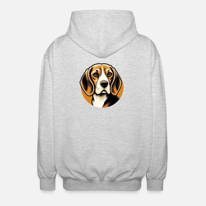 Beagle Dog Head - Unisex Hooded Jacket - light heather grey