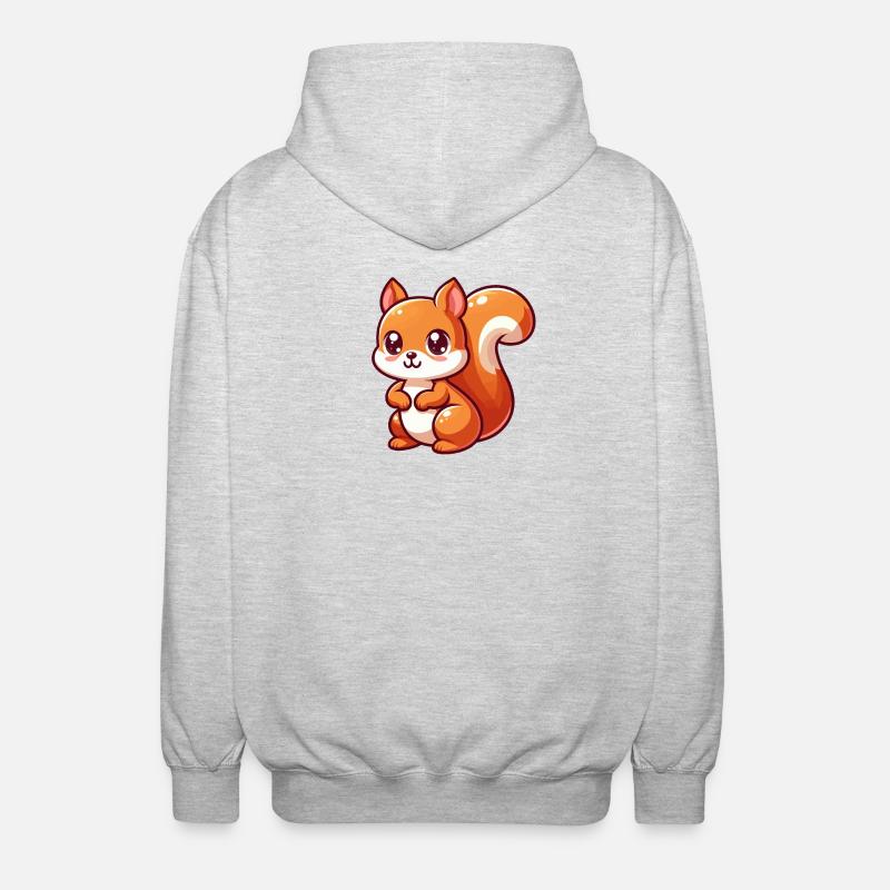 Ecureuil Kawaii - Veste à capuche unisexe - gris clair chiné