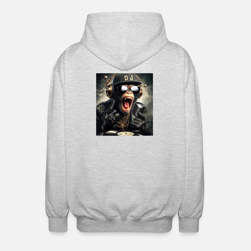 DJ Monkey - Unisex Hooded Jacket - light heather grey