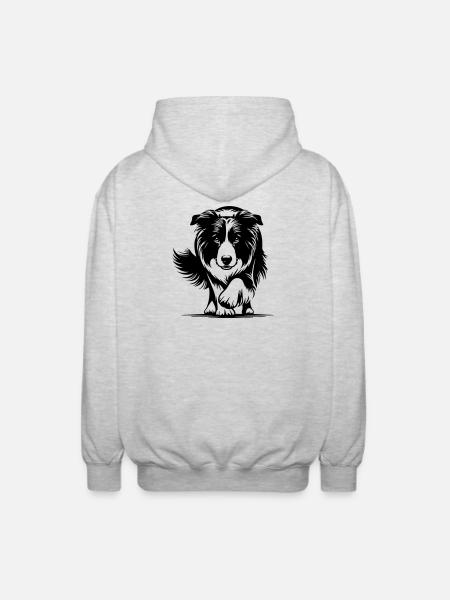 Border Collie - Unisex Hooded Jacket - light heather grey