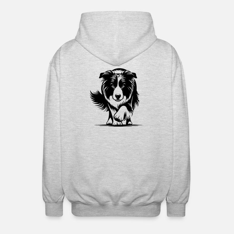 Border Collie - Veste à capuche unisexe - gris clair chiné