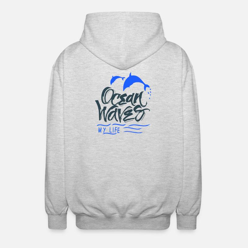 Dauphins de l’océan - Veste à capuche unisexe - gris clair chiné