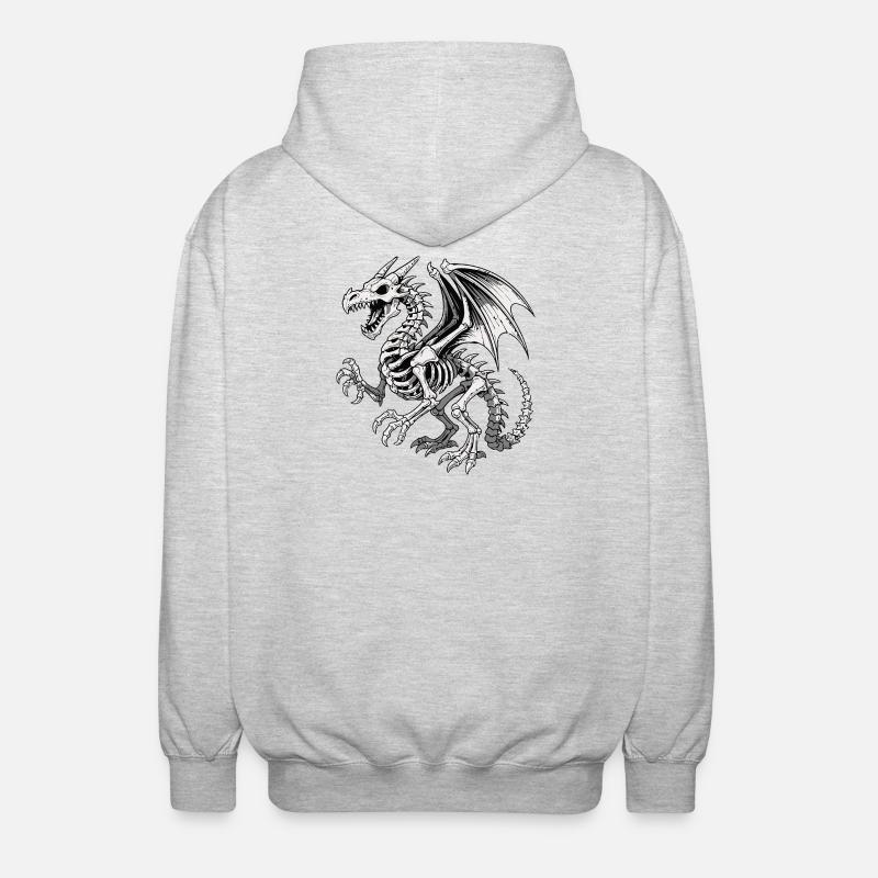 Illustration de squelette de dragon céleste - Veste à capuche unisexe - gris clair chiné