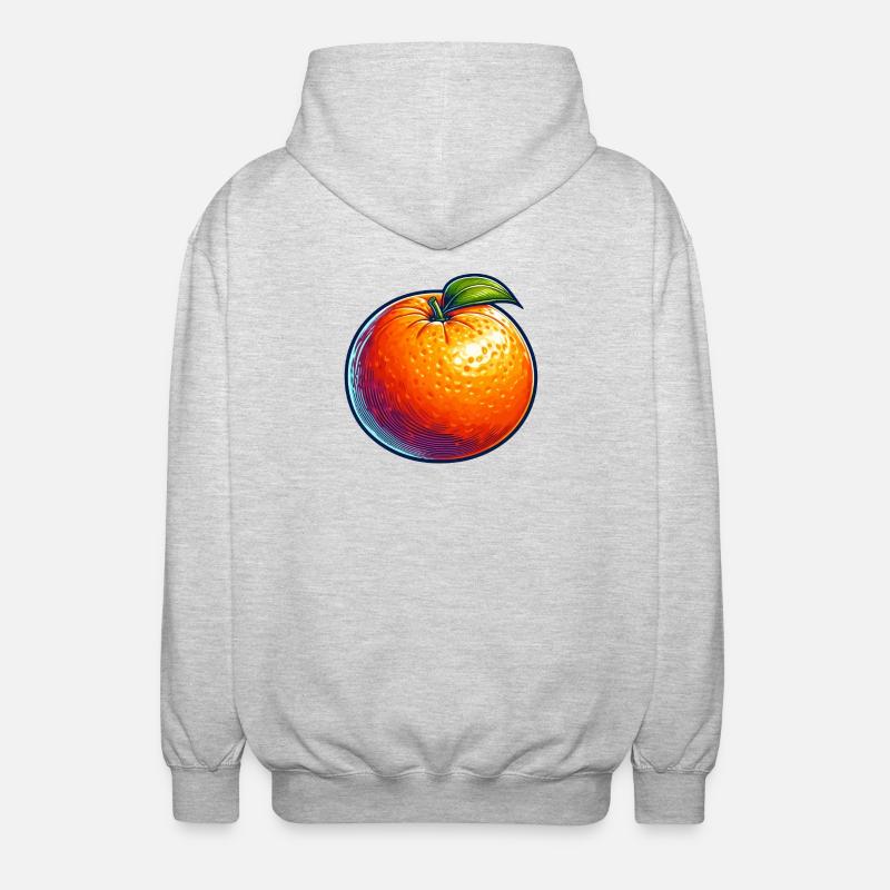 Orange Pop Art Fruit Éclatant - Veste à capuche unisexe - gris clair chiné