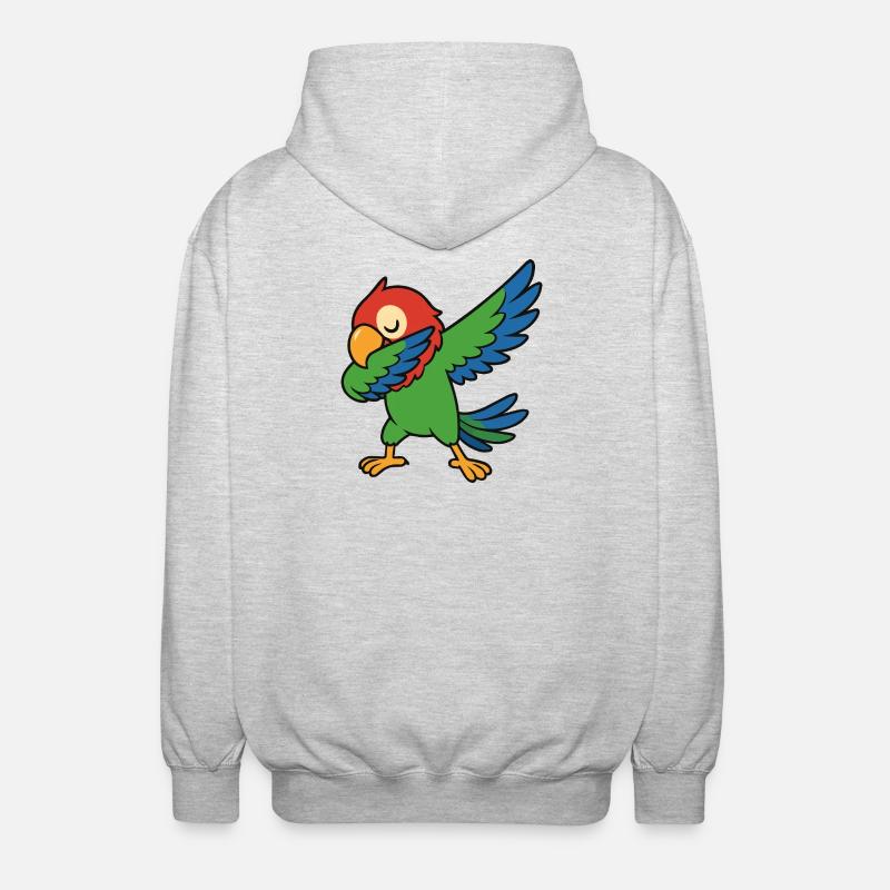Papagei Dabbing Comic - Unisex Kapuzenjacke - Hellgrau meliert