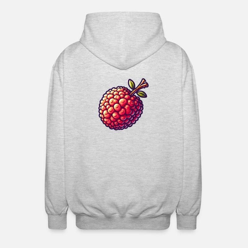 Litschi Pop Art Rot - Unisex Kapuzenjacke - Hellgrau meliert