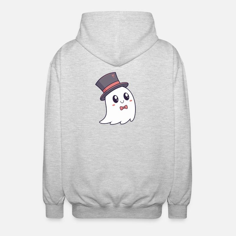 Fancy Ghost Hat and Bow Tie - Unisex Hooded Jacket - light heather grey
