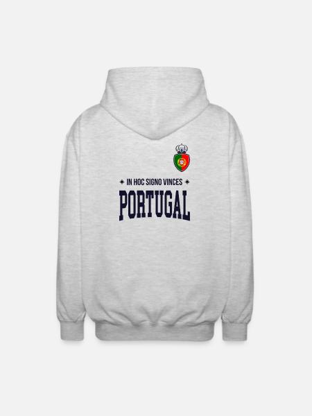 Portugalia Bold 2025 Koszulka Typograficzna - Rozpinana bluza z kapturem unisex - jasnoszary melanż