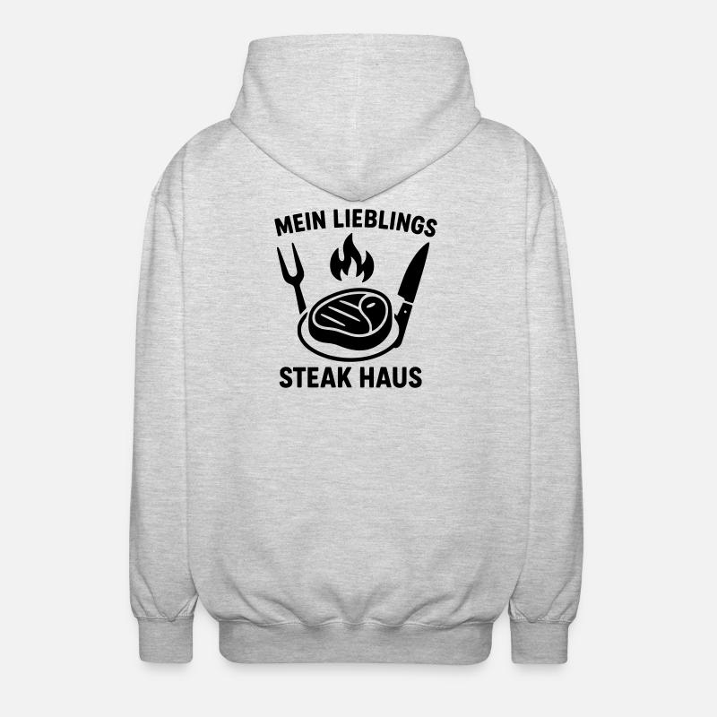 steakhaus steak essen - Unisex Kapuzenjacke - Hellgrau meliert