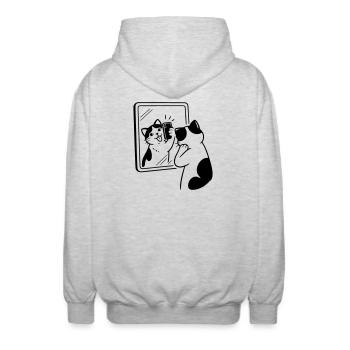 Katze Spiegel Selfie - Unisex Kapuzenjacke - Hellgrau meliert - Hinten - AI Model Male 185 light (185cm)