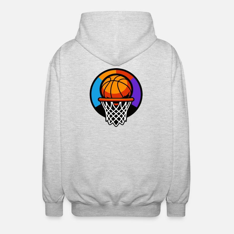 Graphique d’icône ballon de basket-ball - Veste à capuche unisexe - gris clair chiné