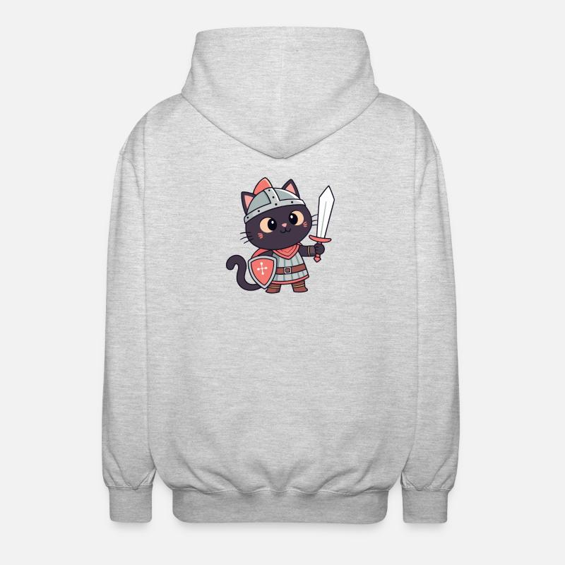 Chat Chevalier: épée et écu mignon - Veste à capuche unisexe - gris clair chiné