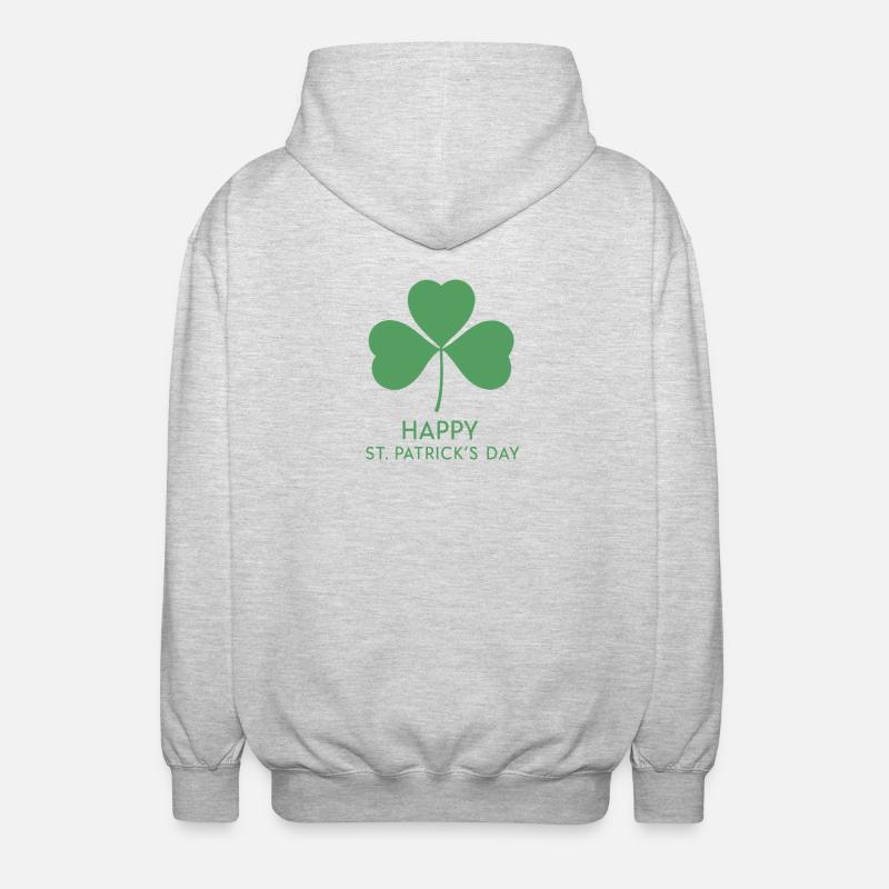 Trèfle Vert Saint Patrick - Veste à capuche unisexe - gris clair chiné