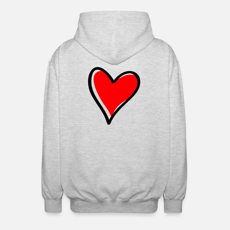 Rotes Herz Minimal-Icon - Unisex Kapuzenjacke - Hellgrau meliert