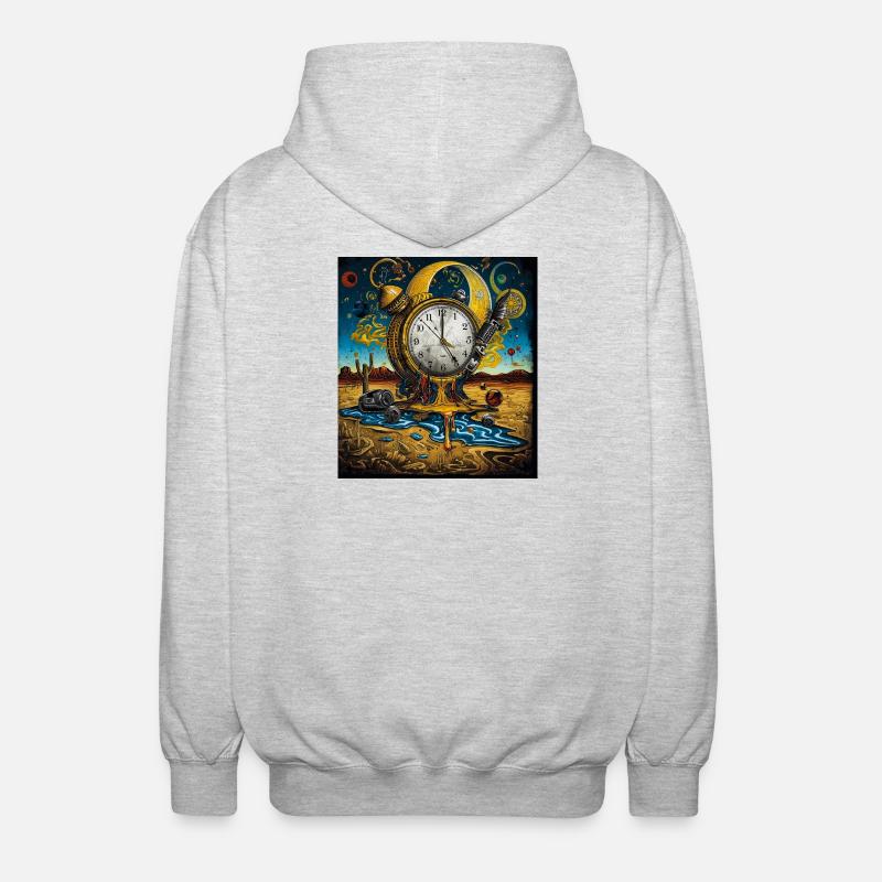 Floating Time Clock in Sand Desert - Unisex Hooded Jacket - light heather grey