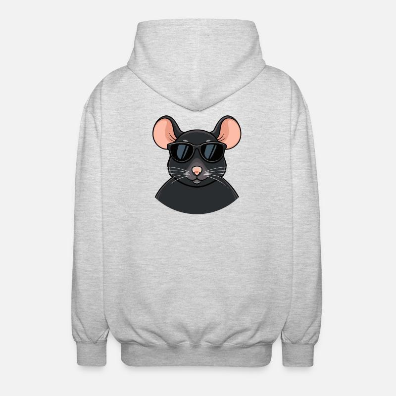 Mouse chic schwarze Brille - Unisex Kapuzenjacke - Hellgrau meliert