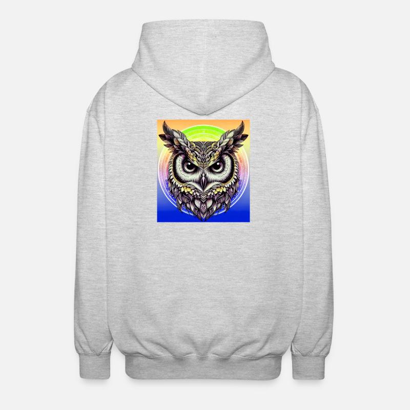 Eule - Unisex Kapuzenjacke - Hellgrau meliert