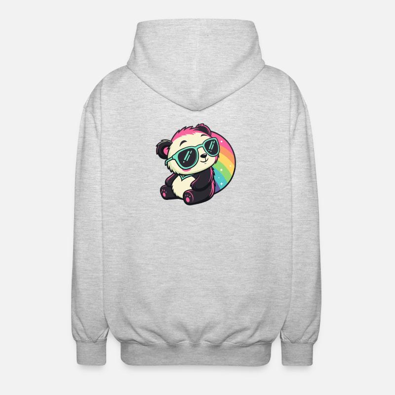 Panda Sonne Kühler Regenbogen - Unisex Kapuzenjacke - Hellgrau meliert