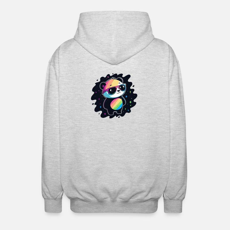 Panda Rainbow Galaxy Cool Glasses - Unisex Hooded Jacket - light heather grey