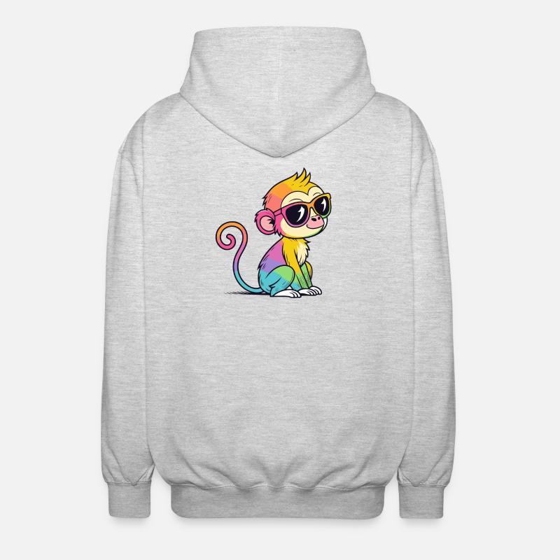 Singe Arc en Ciel Lunettes Chic - Veste à capuche unisexe - gris clair chiné