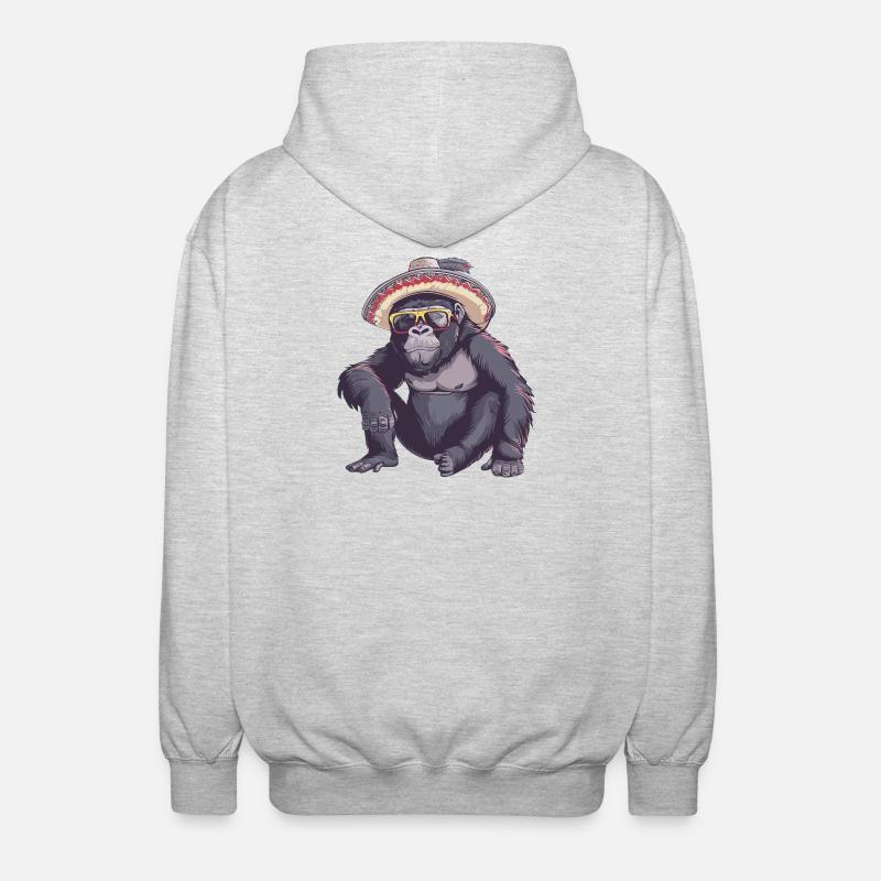 Gorilla Comic Sombrero drôle - Veste à capuche unisexe - gris clair chiné