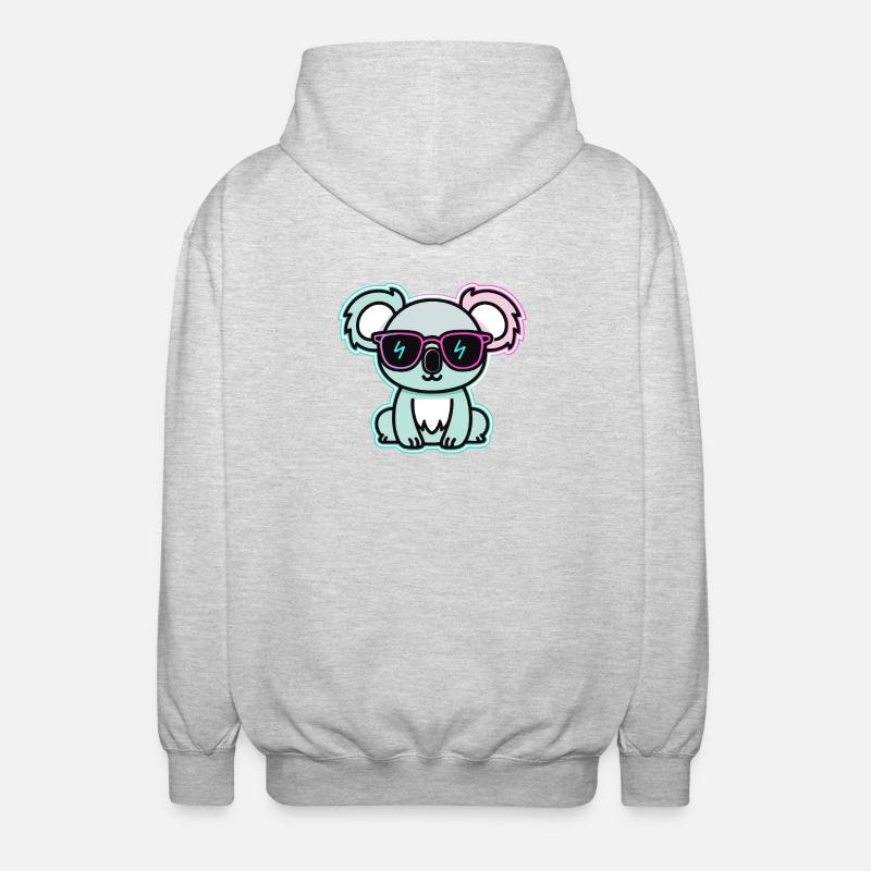 Koala neon glasses - Unisex Hooded Jacket - light heather grey