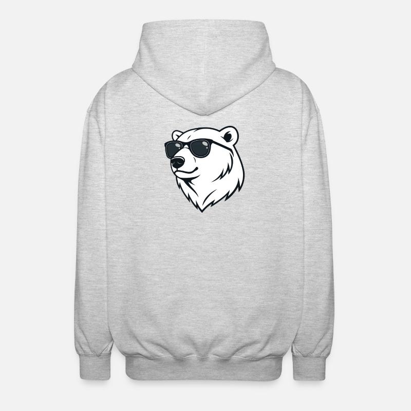 Polar Bear Dark Glasses - Unisex Hooded Jacket - light heather grey
