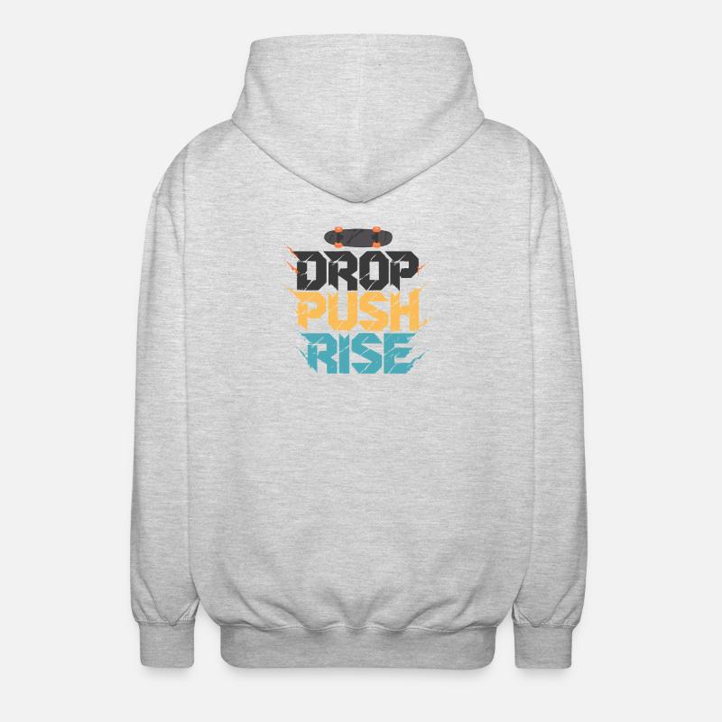 Drop Push Rise Skateboard Art - Veste à capuche unisexe - gris clair chiné