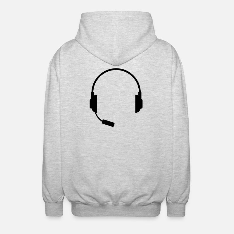 Headset mit Mikrofon - Unisex Kapuzenjacke - Hellgrau meliert